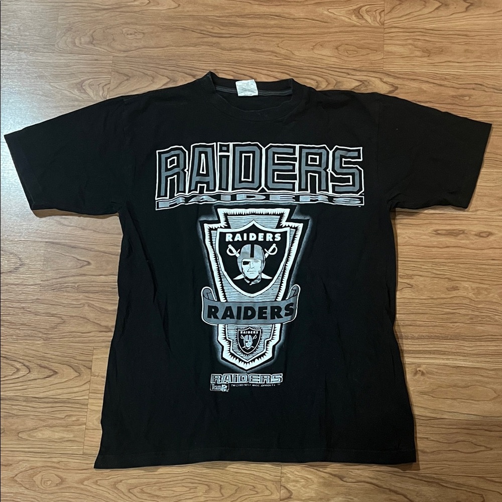 1993 Raiders magic johnson black t shirt size large